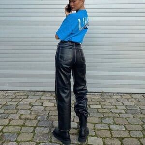 Simonett Kika Black Straight Faux Leather Pants